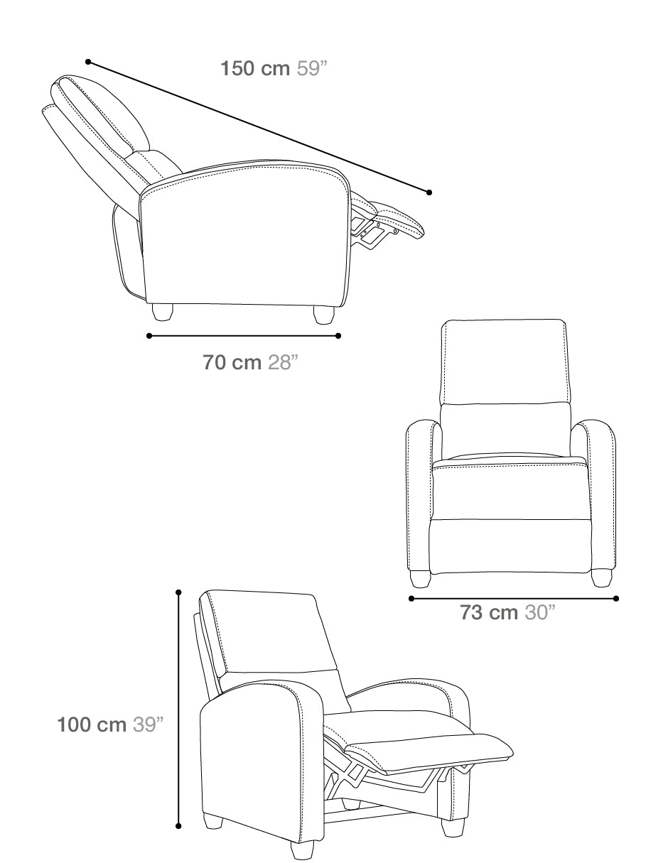 Silla reclinable Lumm para espacios pequeños
